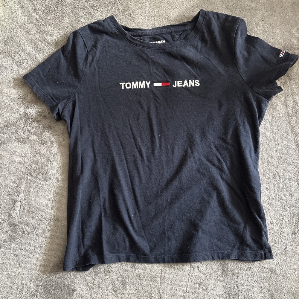 Tommy Jeans Tee Baby Doll Top Women's‎ Medium Red Logo Cotton T Shirt